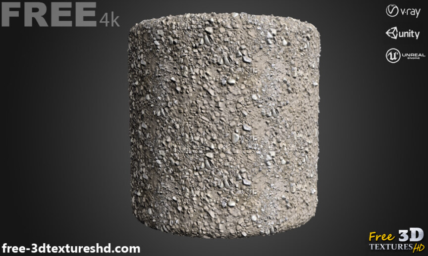 Dirt-ground-pebble-seamless-3D-texture-PBR-High-Resolution-Free-Download-4K-unity-unreal-vray-render-cylindre