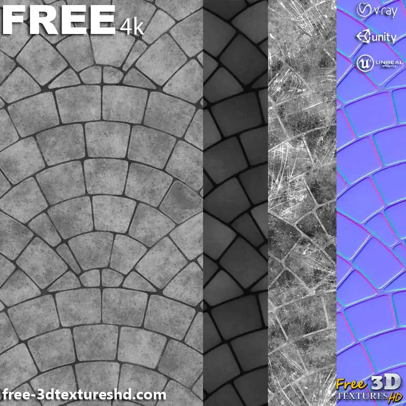 European Fan Concrete pavement 3D Texture PBR in High Resolution Free ...