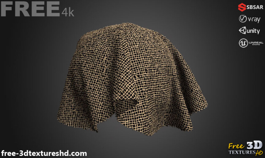 Damaged-old-Plain-weave-fabric-PBR-texture-3D-free-download-High-resolution-Substance-Sbsar-Unity-Unreal-Vray-1