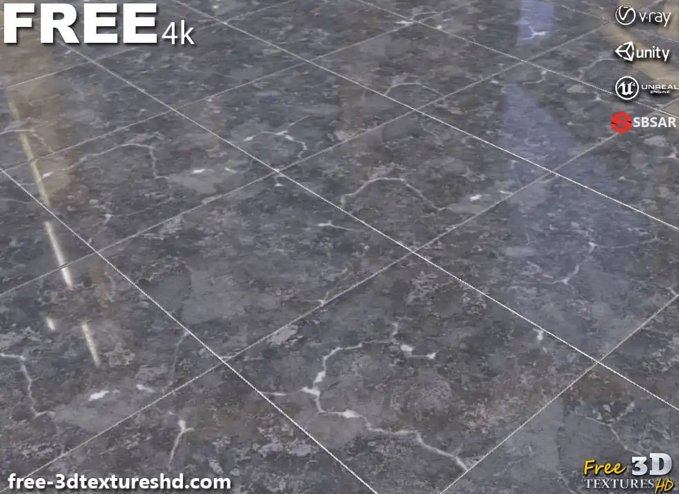 Grey Marble Tile Substance SBSAR Texture PBR Free Download 4K for Unity ...