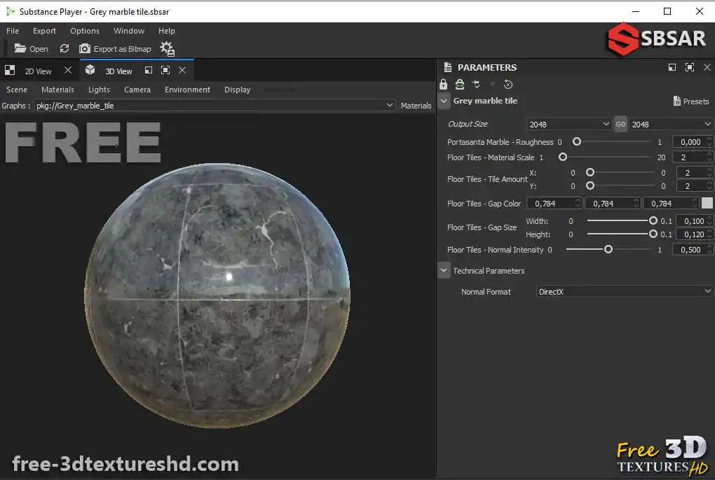 Grey Marble Tile Substance SBSAR Texture PBR Free Download 4K for Unity ...