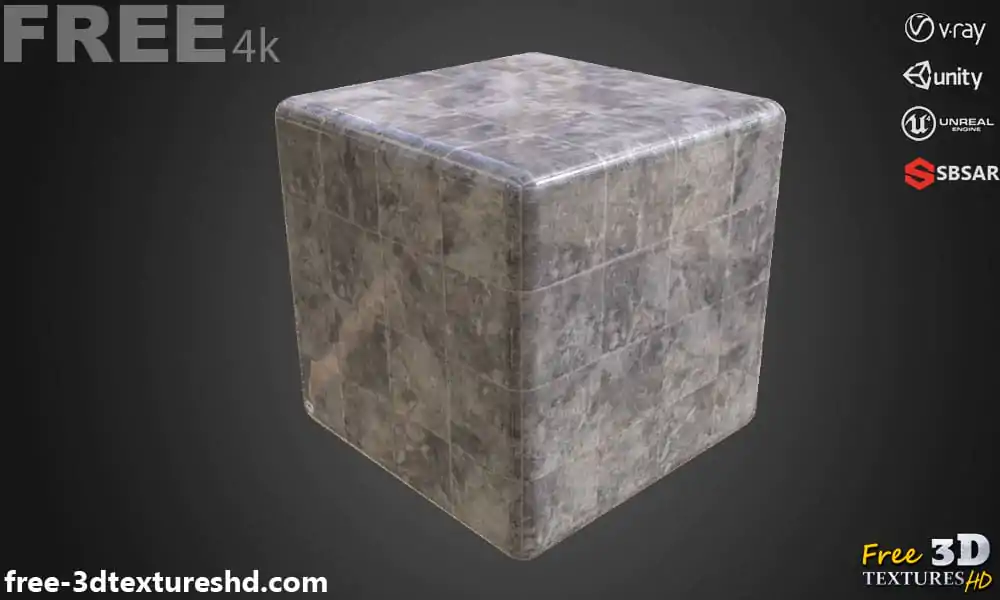 Grey Marble Tile Substance SBSAR PBR Texture Free Download 4K for Unity ...