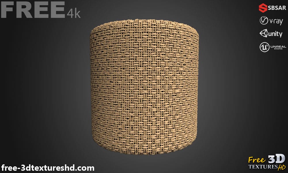 Plain-weave-square-fabric-brown-PBR-texture-3D-free-download-High-resolution-Substance-Sbsar-Unity-Unreal-Vray-3