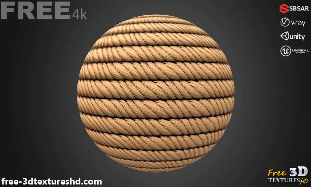 Rope Fabric Material PBR Texture 3D Free Download High Resolution ...
