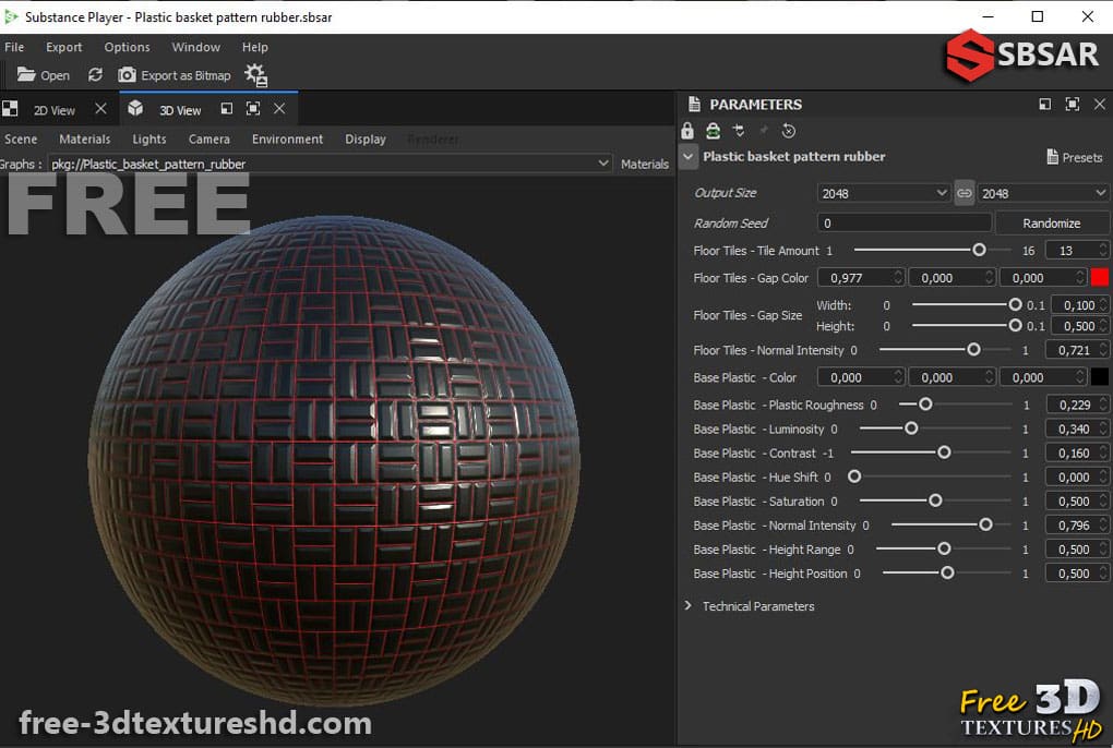 Basket-pattern-rubber-plastic-3D-texture-generator-substance-SBSAR-free-download-render-6