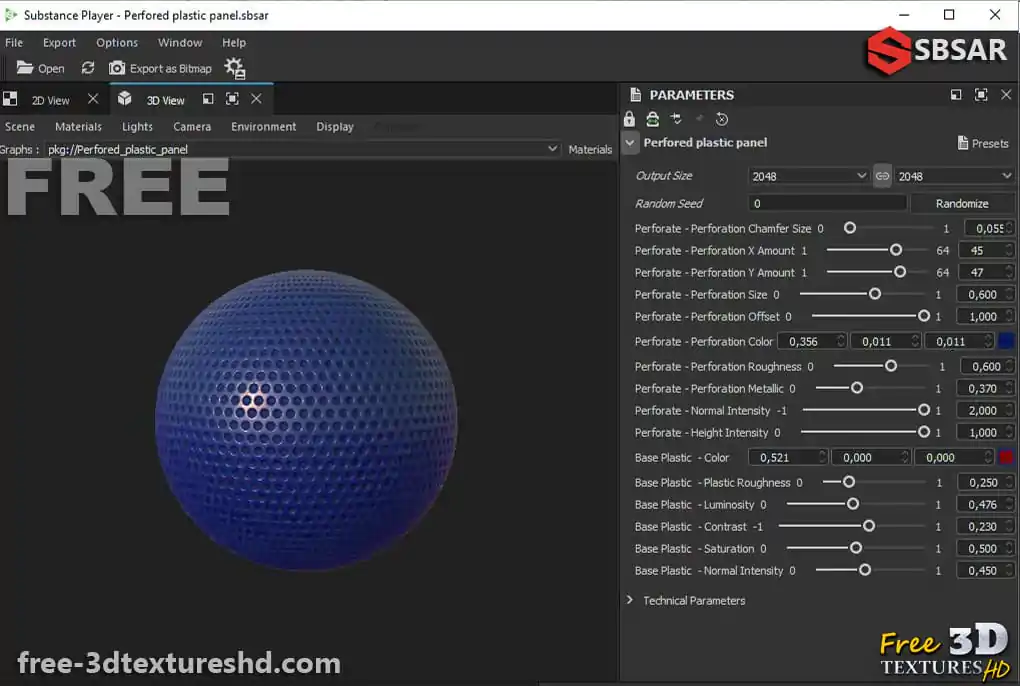 Plastic Perfored Panels 3D Texture Generator Substance SBSAR free ...