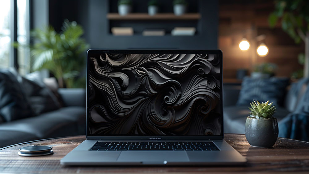 Abstract monochromatic black waves wallpaper Ultra HD 4K background for Desktop and Phone free download