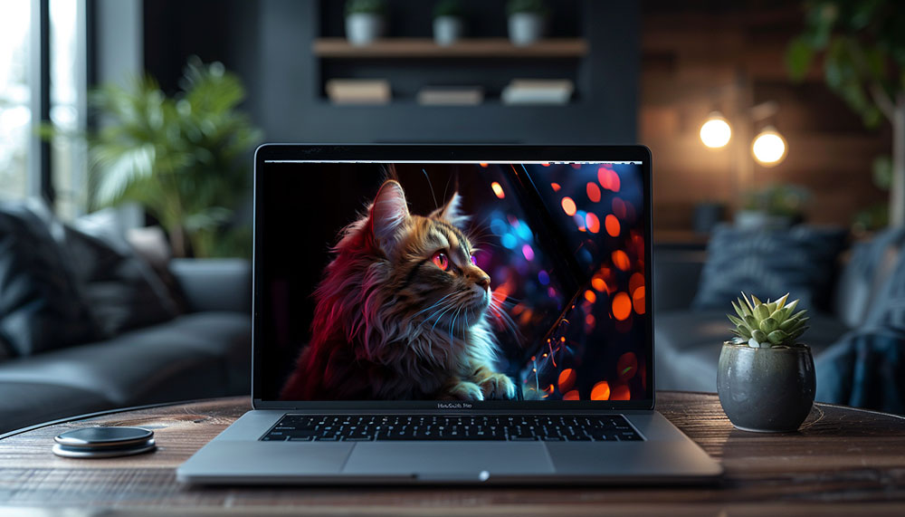 Cat in colorful light ultra HD 4K wallpaper background for Desktop laptop iphone and Phone free download