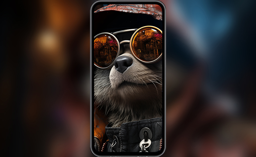 cyberpunk raccoon ultra HD 4K wallpaper background for Desktop and Phone free download