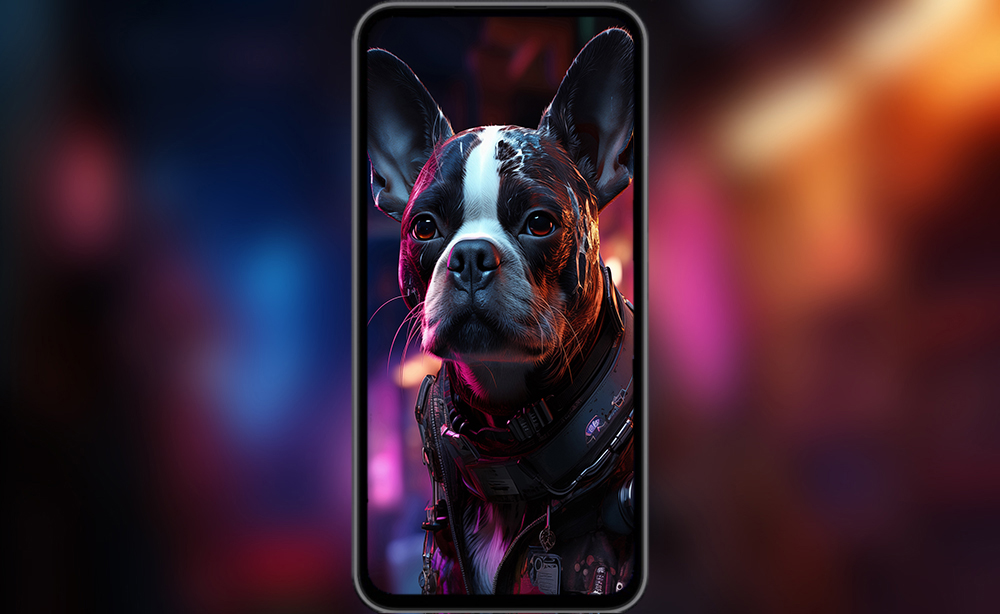 Cyberpunk dog ultra HD 4K wallpaper background for Desktop laptop iphone and Phone free download