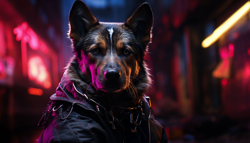 cyberpunk dog ultra HD 4K wallpaper background for Desktop laptop iphone and Phone free download