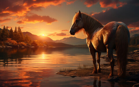 Horse at sunset ultra HD 4K wallpaper background for Desktop laptop iphone and Phone free download