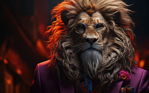 Lion in a suit ultra HD 4K wallpaper background for Desktop laptop iphone and Phone free download