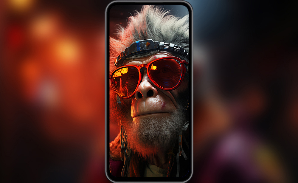 Cyberpunk monkey ultra HD 4K wallpaper background for Desktop and Phone free download