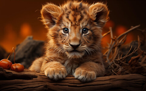 Baby lion ultra HD 4K wallpaper background for Desktop and Phone free download
