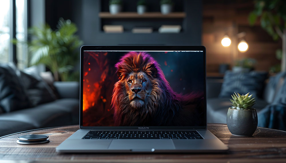 Lion in a colorful light ultra HD 4K wallpaper background for Desktop laptop iphone and Phone free download