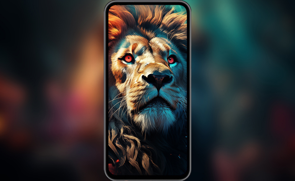 Colorful painting of a lion ultra HD 4K wallpaper background for Desktop laptop iphone and Phone free download
