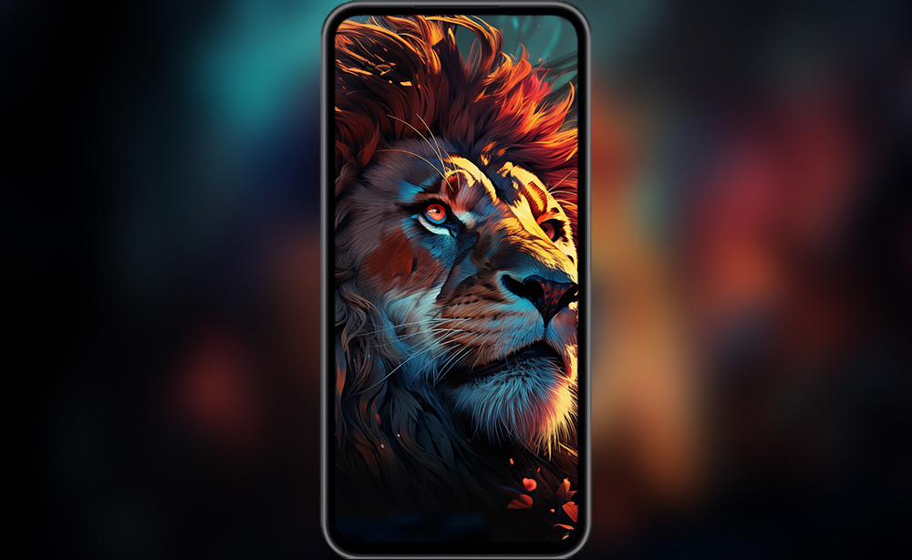 Digital artwork of a lion ultra HD 4K wallpaper background for Desktop laptop iphone and Phone free download