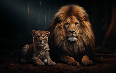 Lion and lion cub ultra HD 4K wallpaper background for Desktop laptop iphone and Phone free download