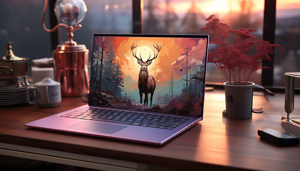 Deer in forest illustration ultra HD 4K wallpaper background for Desktop laptop iphone and Phone free download