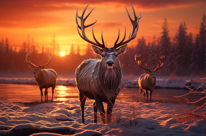 deers at sunset ultra HD 4K wallpaper background for Desktop laptop iphone and Phone free download