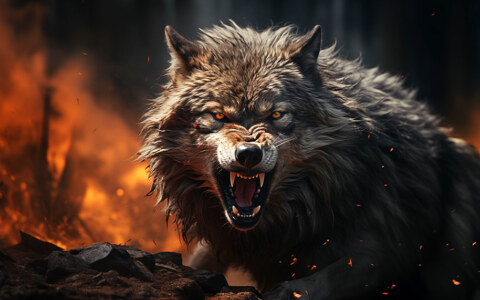 angry wolf ultra HD 4K wallpaper background for Desktop and Phone free download